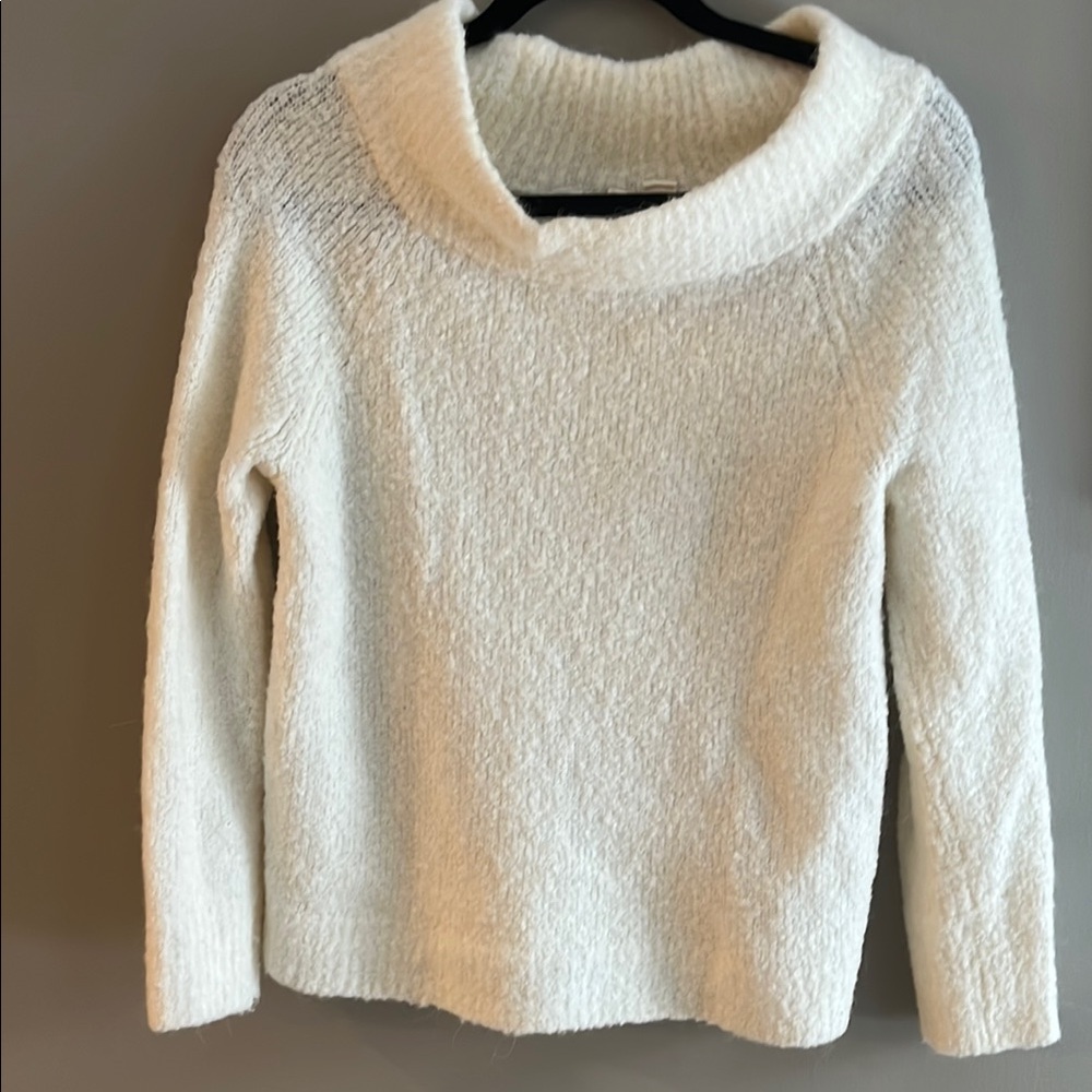 Moth Cream Cowl Neck Sweater with Cozy Texture